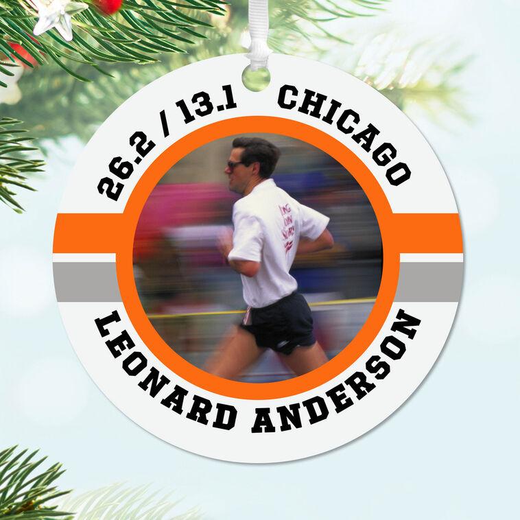 Hallmark Marathon Round Metal Personalized Ornament Custom Photo And Text