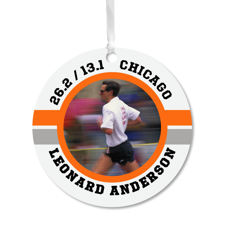hallmark Marathon Round Metal Personalized Ornament Custom Photo and Text