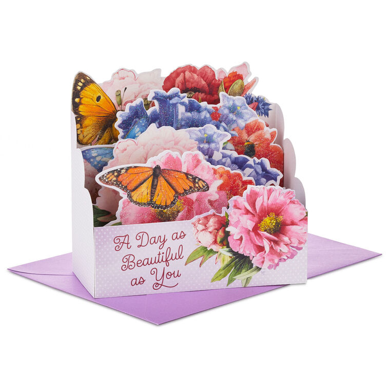 hallmark Marjolein Bastin Beautiful Day Butterflies and Flowers 3D Pop-Up Card