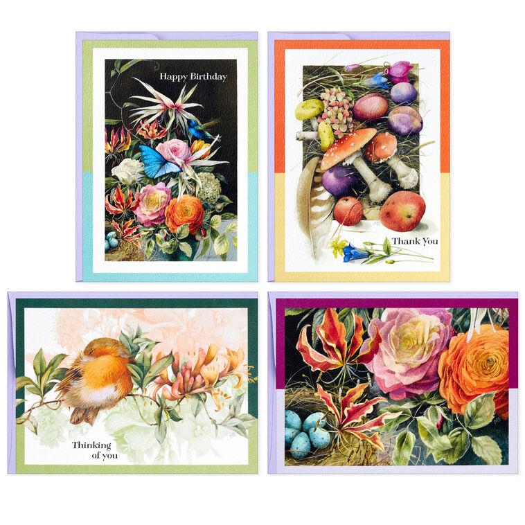 Hallmark Marjolein Bastin Botanical Watercolors Assorted Blank Multi-Occasion Note Cards In Caddy Pack Of 24
