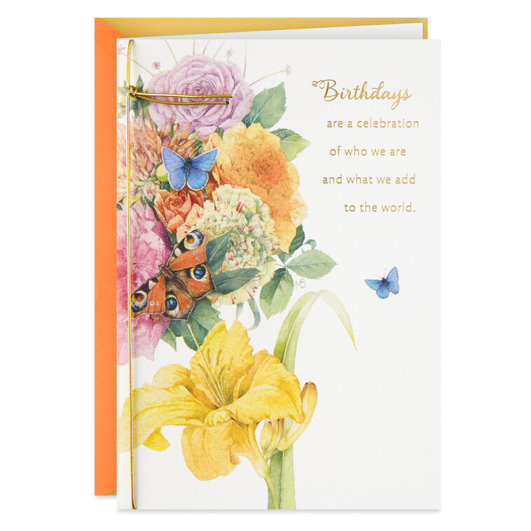 hallmark Marjolein Bastin Bouquet With Butterflies Birthday Card