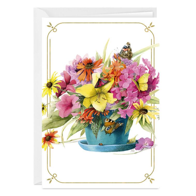 hallmark Marjolein Bastin Cheerful Flower Pot Blank Custom Card