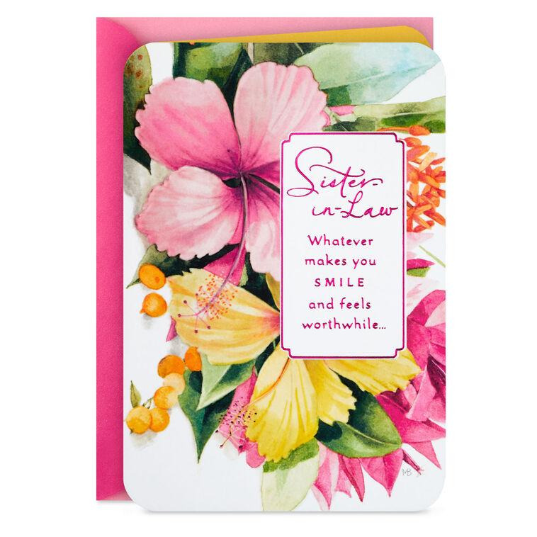 hallmark Marjolein Bastin Whatever Makes You Smile Birthday Card for Sister-in-Law