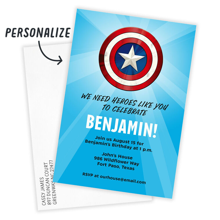 Hallmark Marvel Captain America We Need Heroes To Celebrate Flat Birthday Invitation