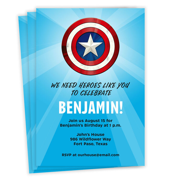 hallmark Marvel Captain America We Need Heroes to Celebrate Flat Birthday Invitation