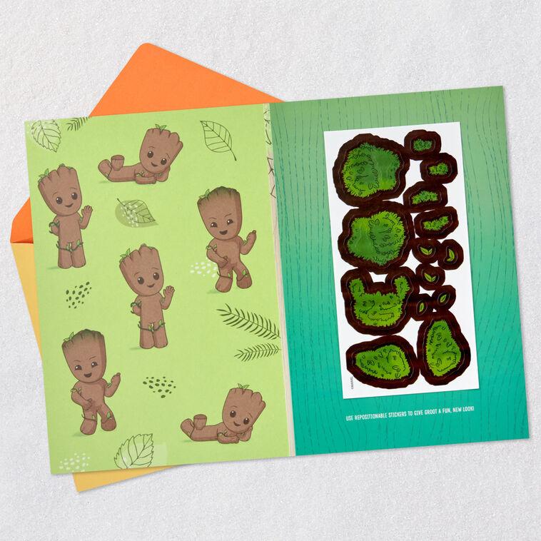 Hallmark Marvel Guardians Of The Galaxy Groot Birthday Card For Kid With Stickers