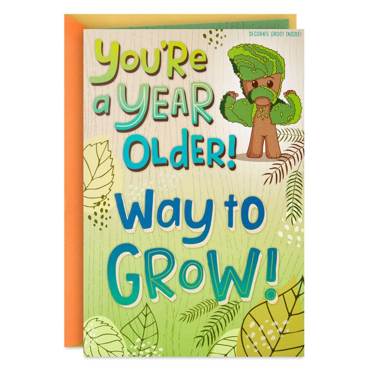 hallmark Marvel Guardians of the Galaxy Groot Birthday Card for Kid With Stickers