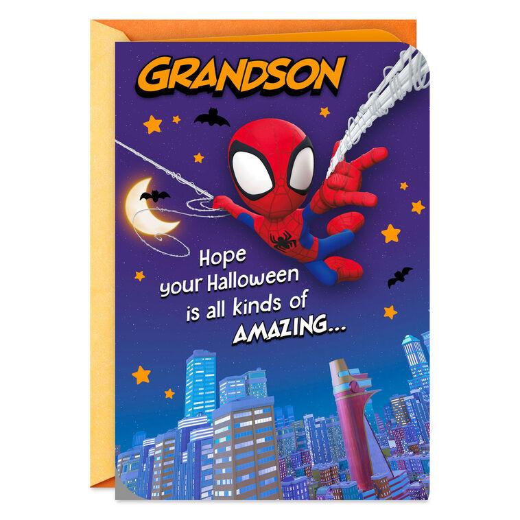 hallmark Marvel Spider-Man All Kinds of Amazing Halloween Card for Grandson