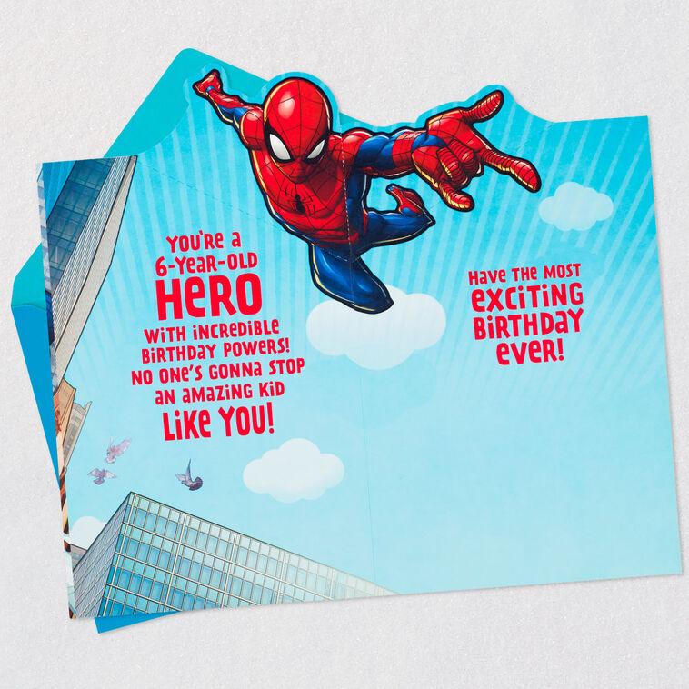Hallmark Marvel Spider-Man Amazing Hero Pop-Up 6th Birthday Card