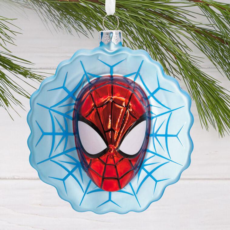 Hallmark Marvel Spider-Man Face On Web Blown Glass Hallmark Ornament