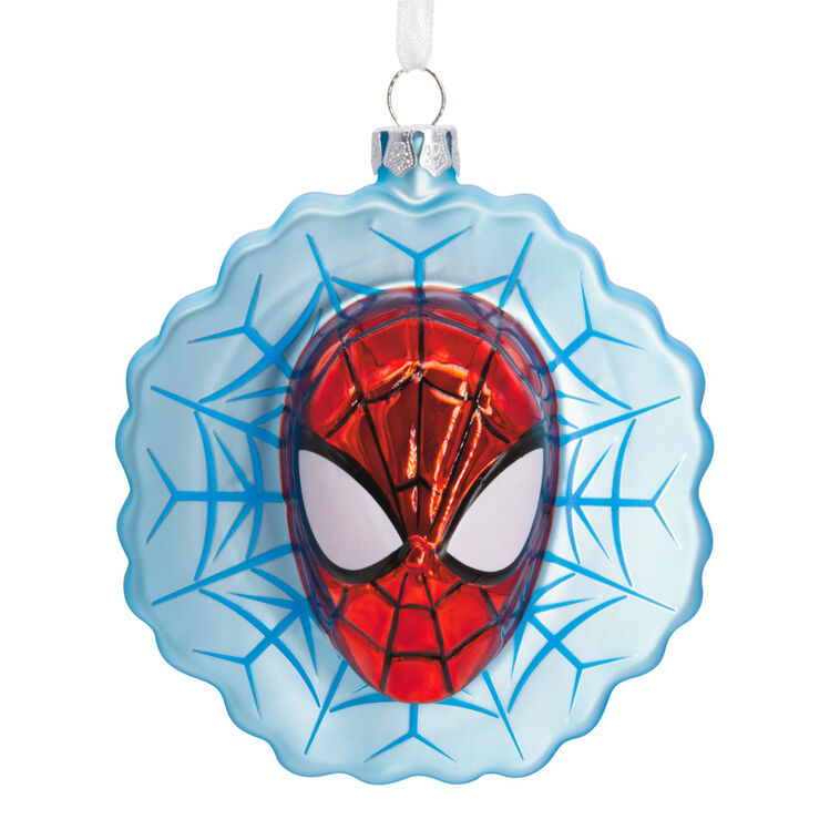 hallmark Marvel Spider-Man Face on Web Blown Glass Hallmark Ornament
