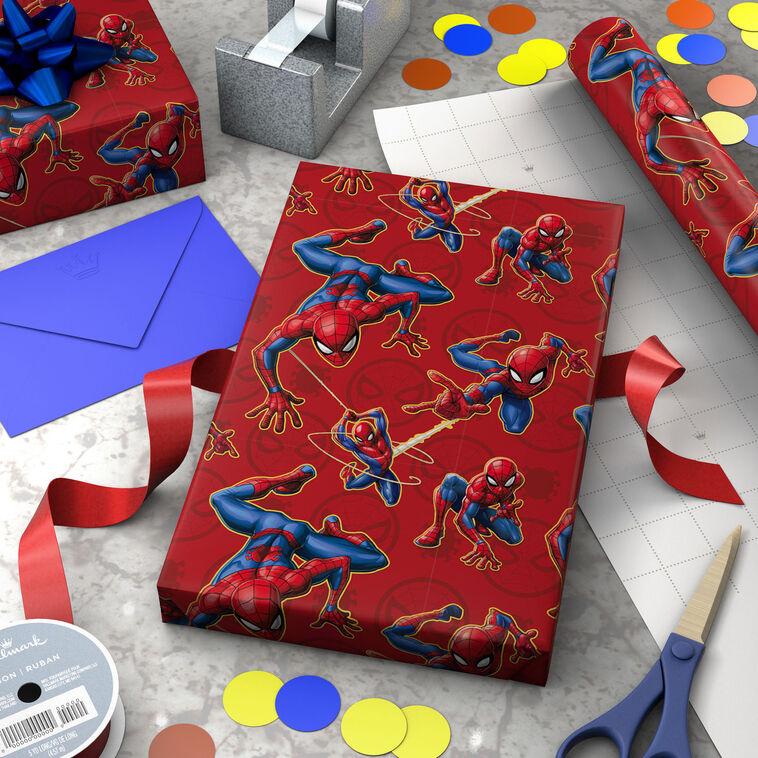 Hallmark Marvel Spider-Man On Red Wrapping Paper Roll 17.5 Sq. Ft