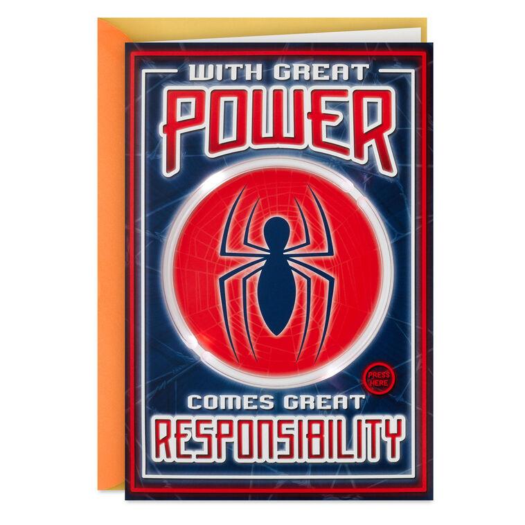 hallmark Marvel Spider-Man Power and Responsibility Musical Birthday Card With Light