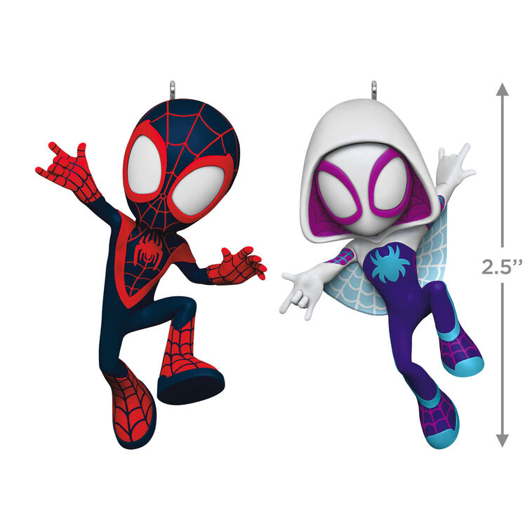 Hallmark Marvel Spidey And His Amazing Friends Spin And Ghost-Spider Ornaments Set Of 2
