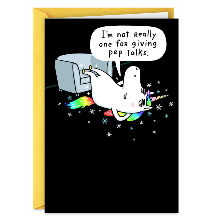 hallmark Meh Unicorn Pep Talk Funny Encouragement Card