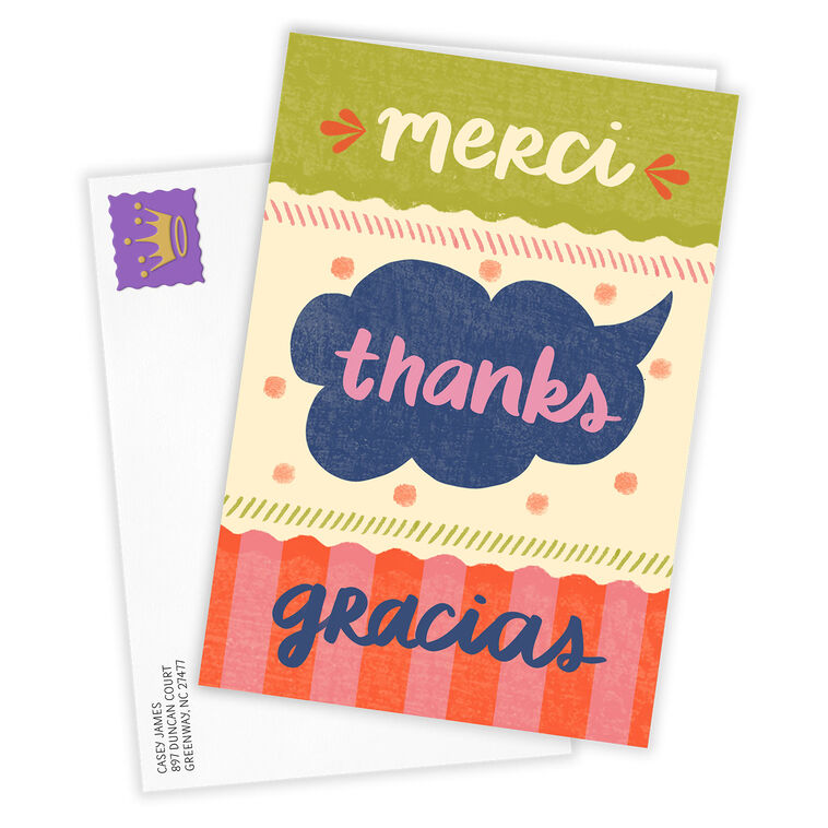 Hallmark Merci Thanks Gracias Custom Thank You Card