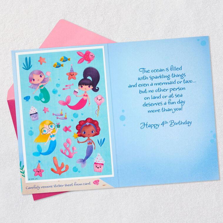 Hallmark Mermaid Fun 4th Birthday Card With Stickers