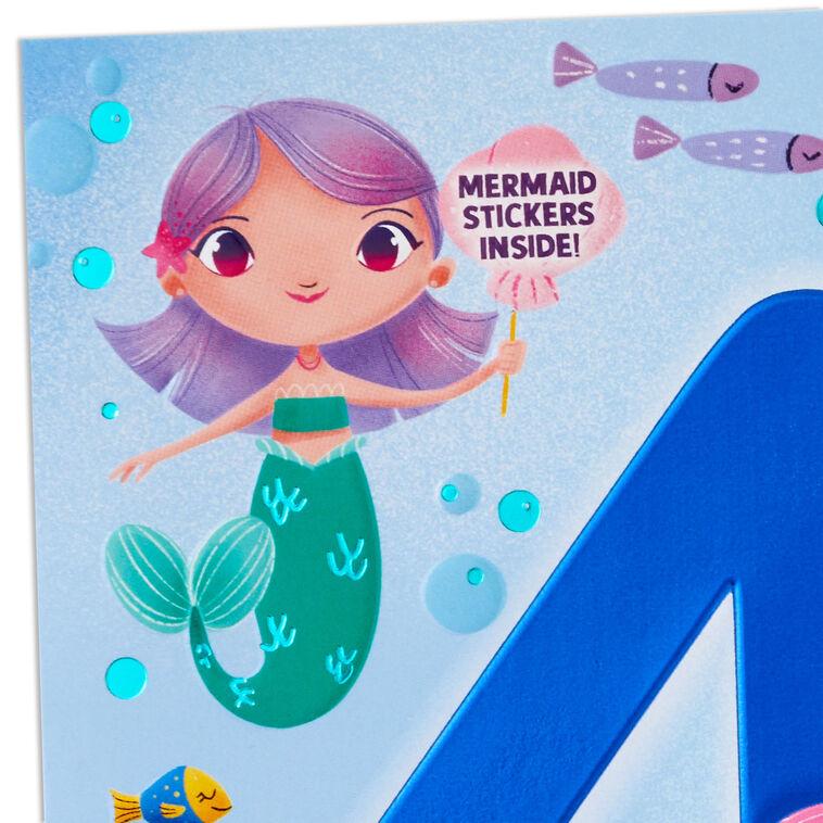 Hallmark Mermaid Fun 4th Birthday Card With Stickers
