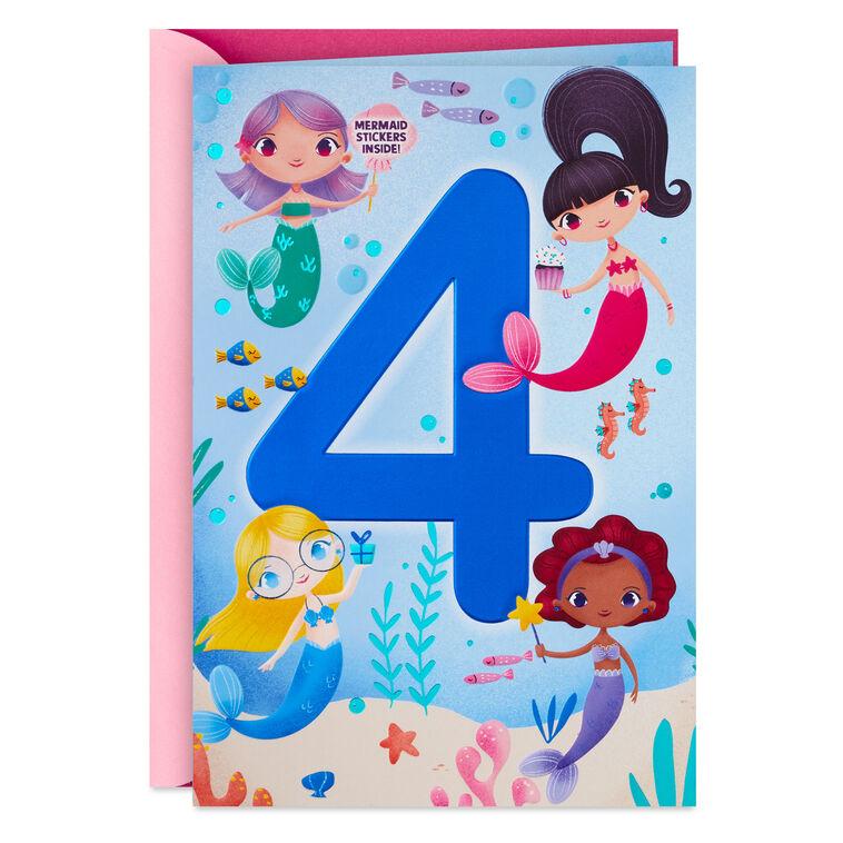 hallmark Mermaid Fun 4th Birthday Card With Stickers