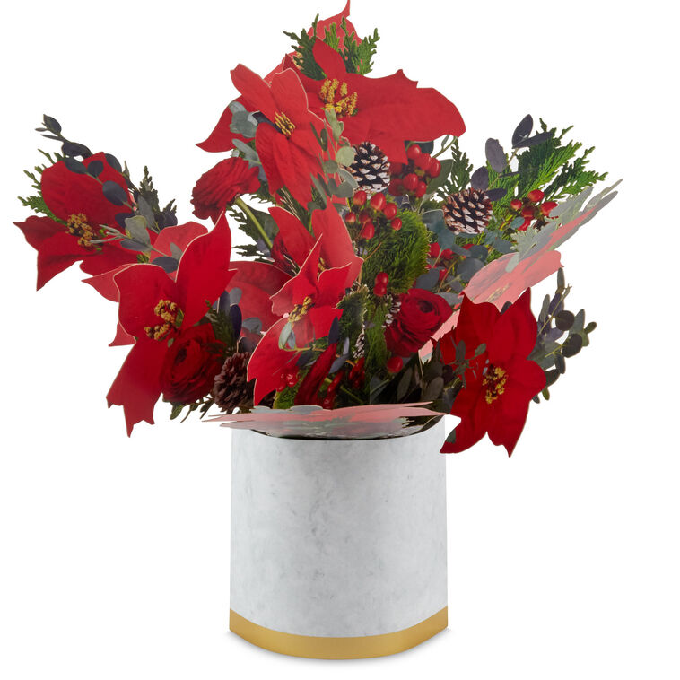 Hallmark Merry Christmas Poinsettia Flower Bouquet 3D Pop-Up Christmas Card