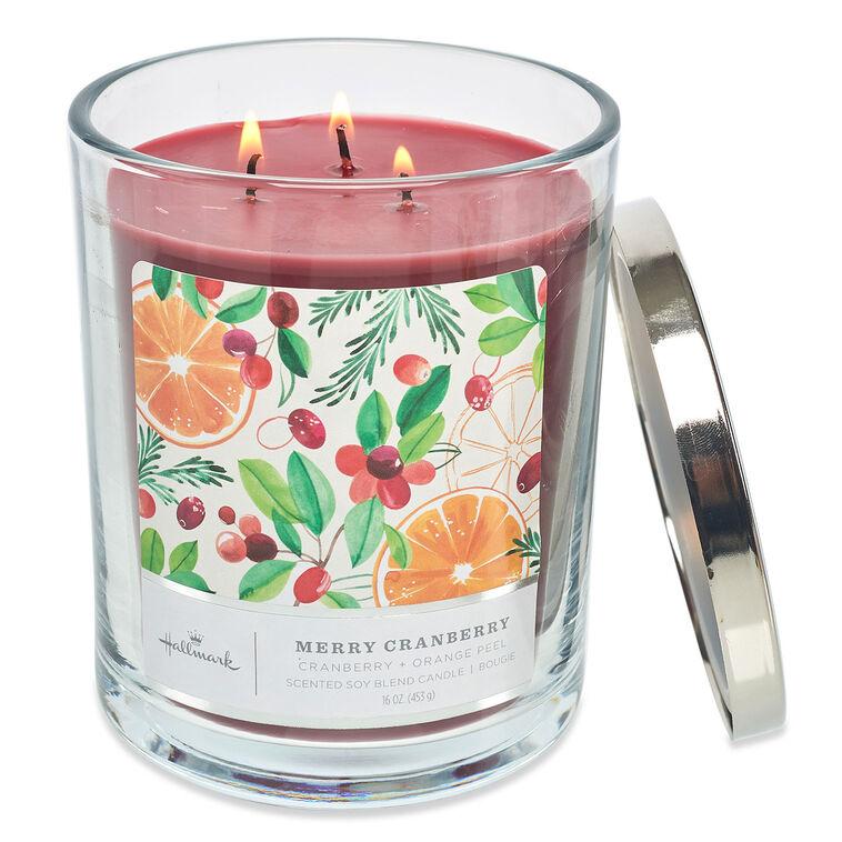 Hallmark Merry Cranberry Scented 3-Wick Candle 16 Oz