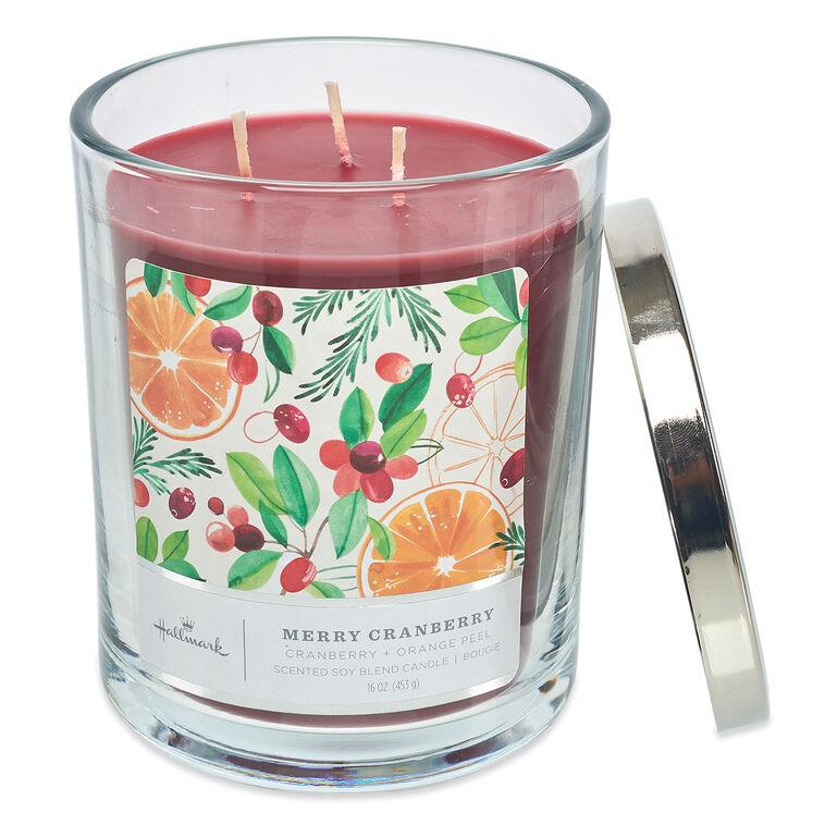 Hallmark Merry Cranberry Scented 3-Wick Candle 16 Oz