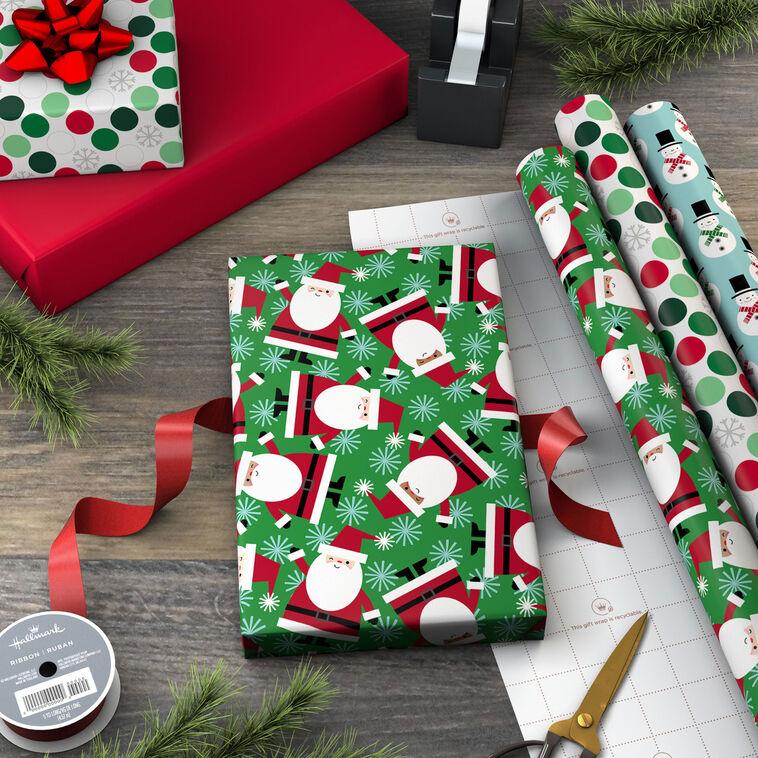Hallmark Merry Mix 3-Pack Assorted Wrapping Paper Roll Bundle 90 Sq. Ft. Total