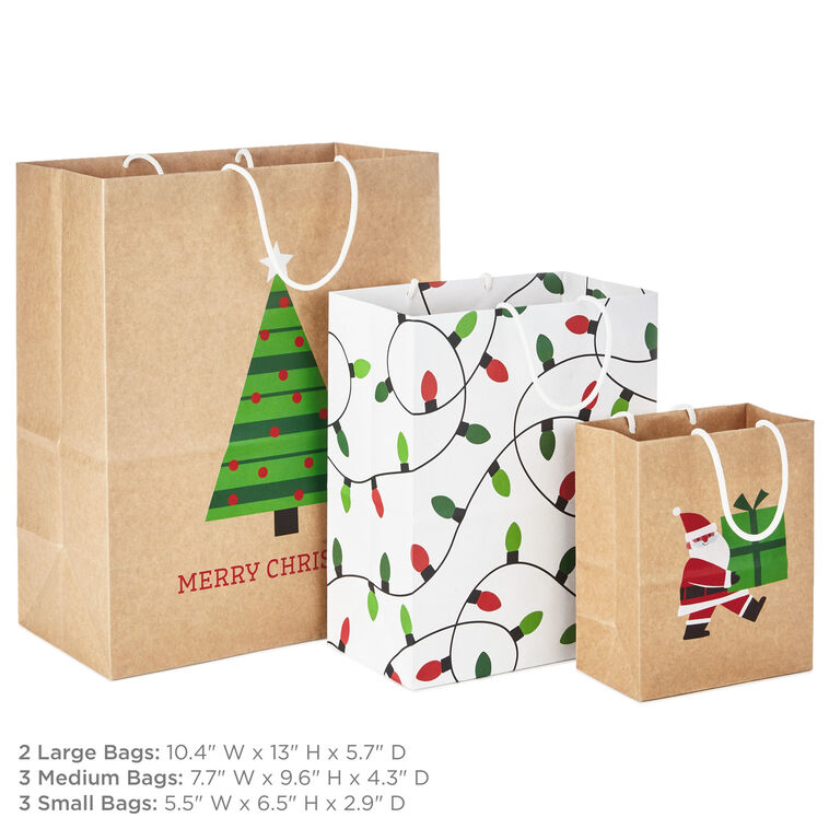 Hallmark Merry Mix 8-Pack Christmas Gift Bags Assorted Sizes And Designs
