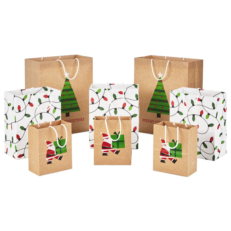 hallmark Merry Mix 8-Pack Christmas Gift Bags Assorted Sizes and Designs