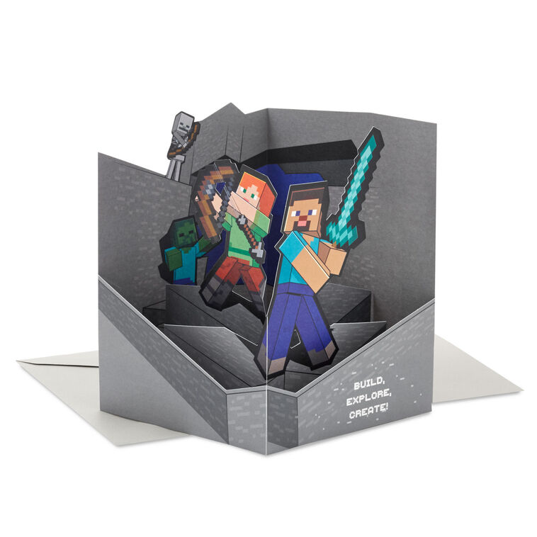 hallmark Minecraft Build Explore Create 3D Pop-Up Card for Kids