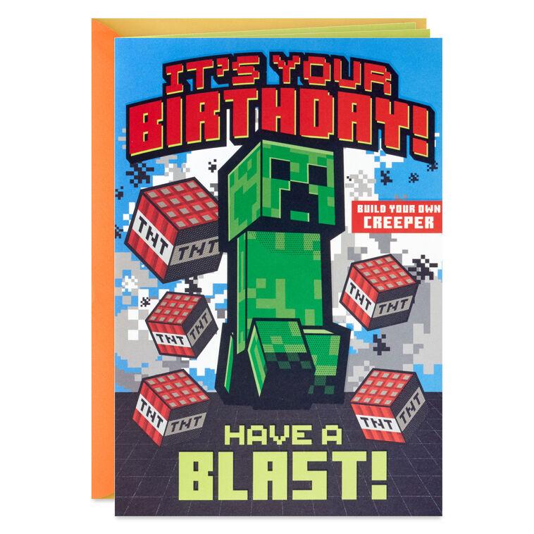 hallmark Minecraft Have a Blast Birthday Card for Kids With Build-Your-Own Creeper