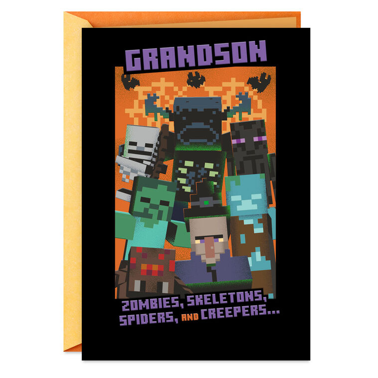 hallmark Minecraft Mobs of Fun Halloween Card for Grandson