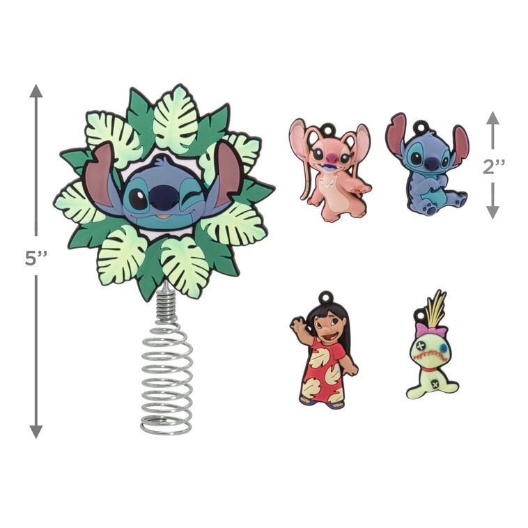 Hallmark Mini Disney Lilo & Stitch Hallmark Tree Topper And Ornaments Set Of 5