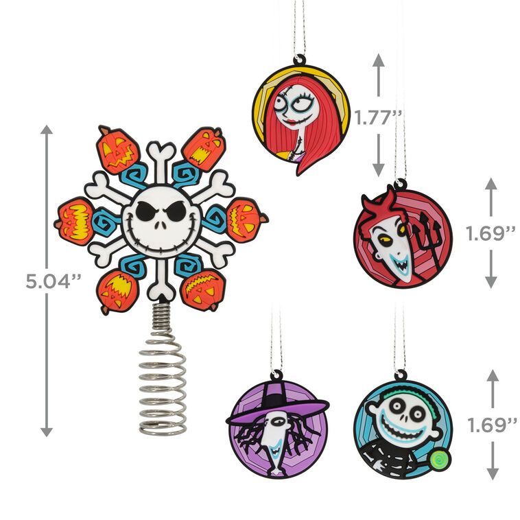 Hallmark Mini Disney Tim Burton's The Nightmare Before Christmas Hallmark Tree Topper And Ornaments Set Of 5