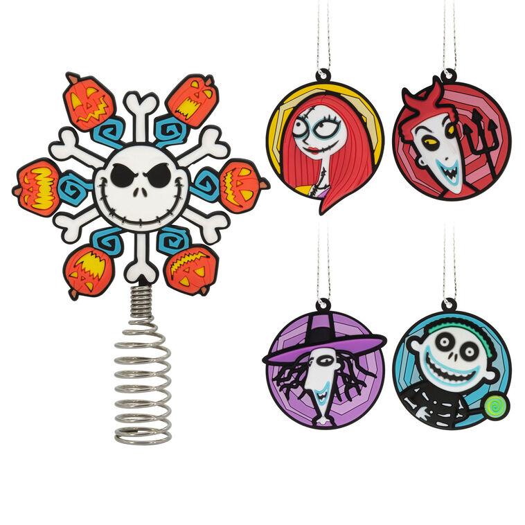 hallmark Mini Disney Tim Burton's The Nightmare Before Christmas Hallmark Tree Topper and Ornaments Set of 5