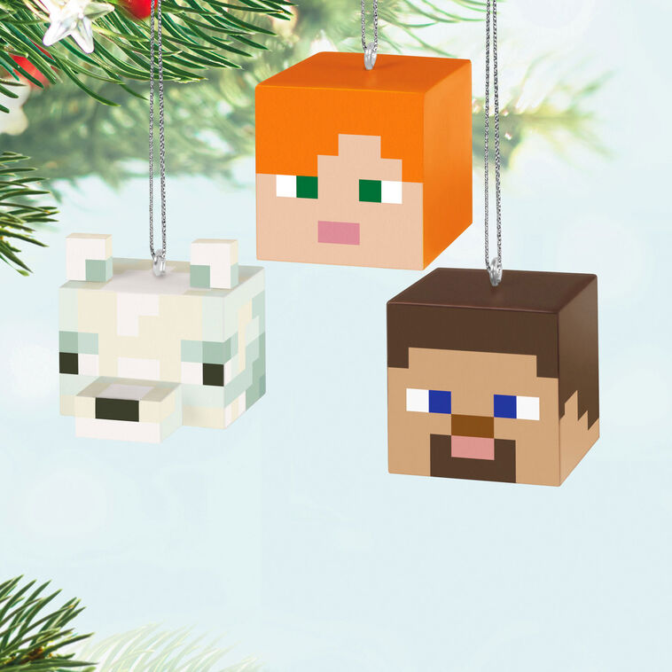 Hallmark Mini Minecraft Alex Steve And Arctic Fox Ornaments Set Of 3