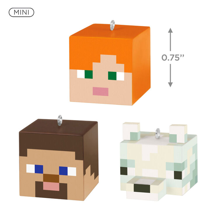 Hallmark Mini Minecraft Alex Steve And Arctic Fox Ornaments Set Of 3