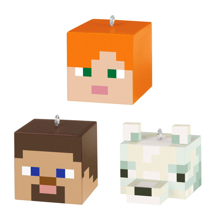hallmark Mini Minecraft Alex Steve and Arctic Fox Ornaments Set of 3