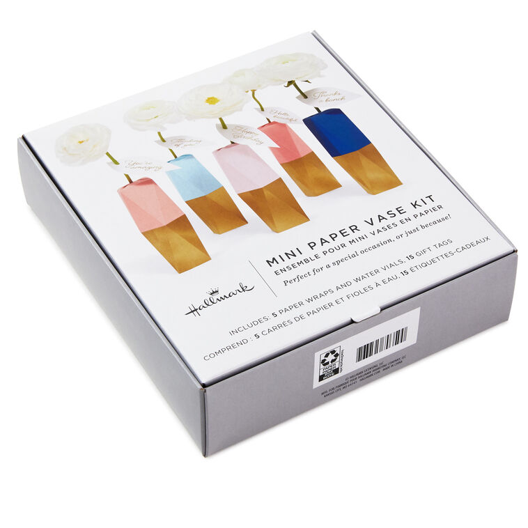 Hallmark Mini Paper Vase Kit Pack Of 5 With Water Vials And Leaf Tags