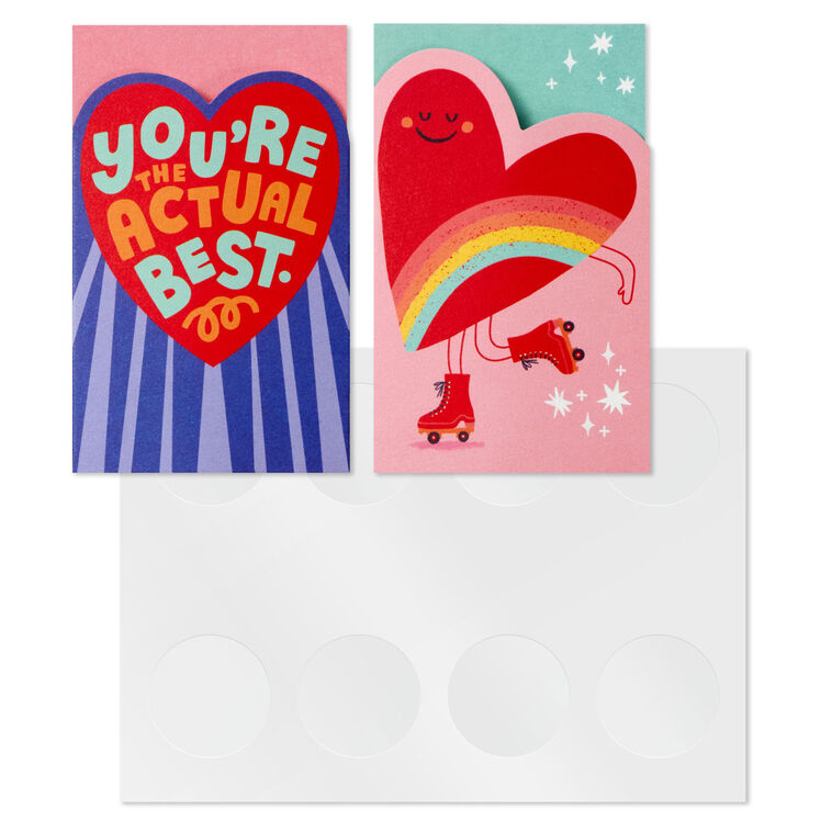 Hallmark Mini Red Hearts Kids Assorted Valentine's Day Treat Card Pockets With Sticker Seals Pack Of 32