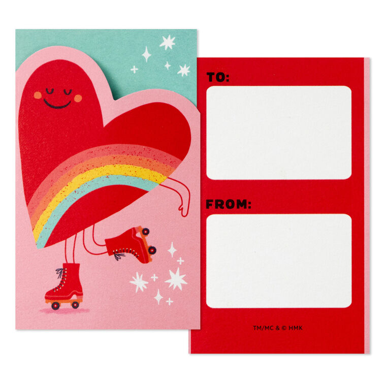 Hallmark Mini Red Hearts Kids Assorted Valentine's Day Treat Card Pockets With Sticker Seals Pack Of 32