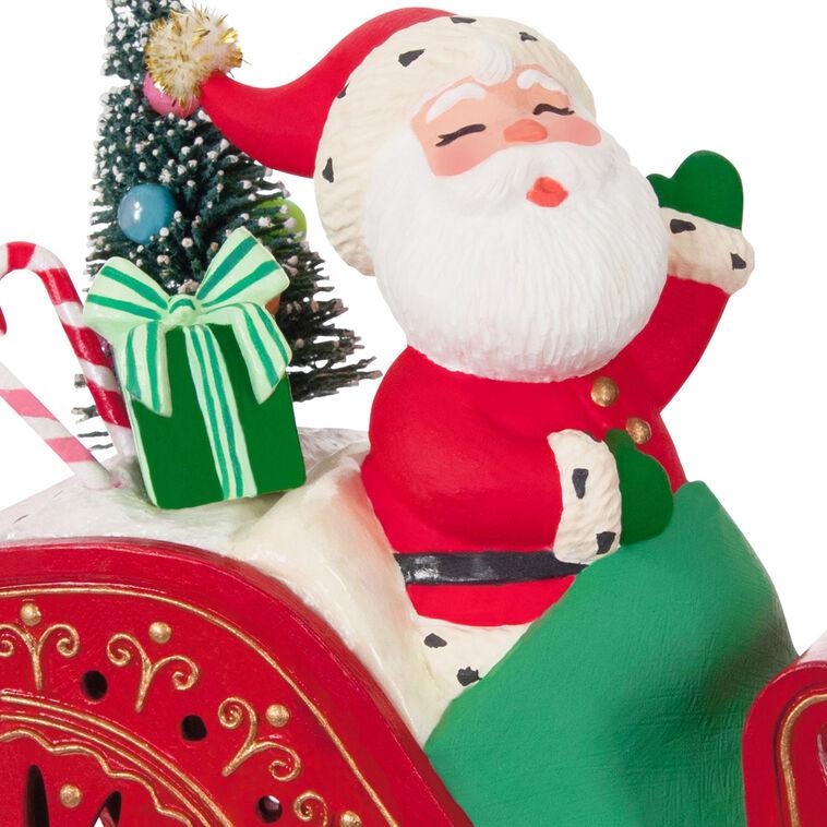 Hallmark Mini Vintage Santa ShowToppers Musical Tree Topper With Light 4.26”