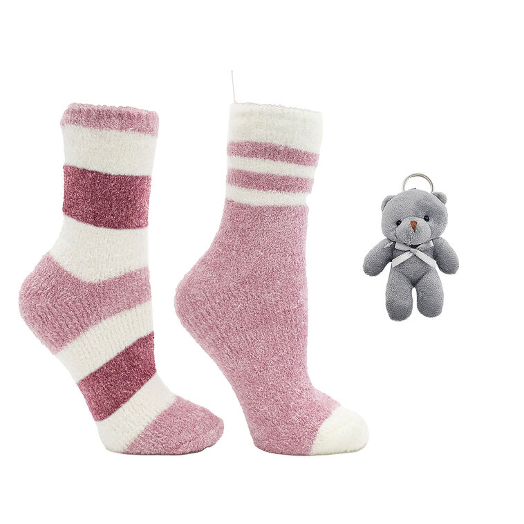 hallmark MinxNY Aromasoles Pink and Pink Stripe Rose-Scented Socks 2 Pair