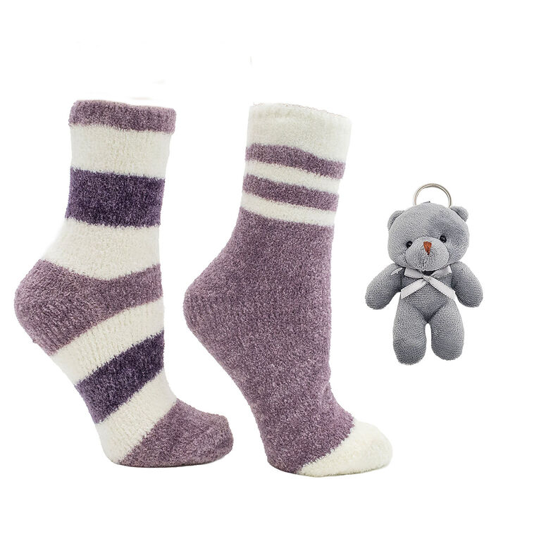 hallmark MinxNY Aromasoles Purple and Purple Stripe Rose-Scented Socks 2 Pair