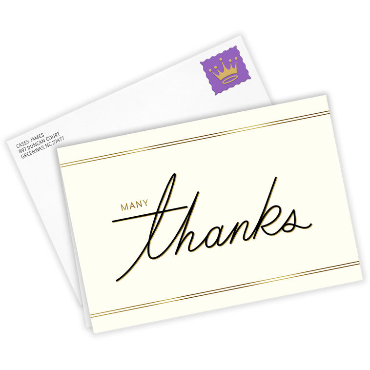 Hallmark Modern Black And Gold Custom Thank You Card