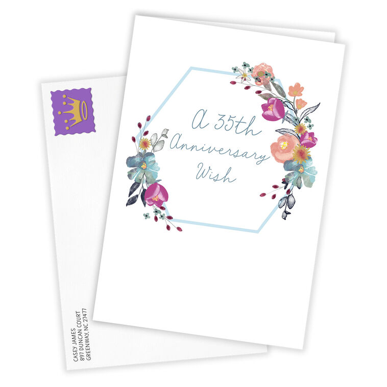 Hallmark Modern Floral Wreath Custom Anniversary Card