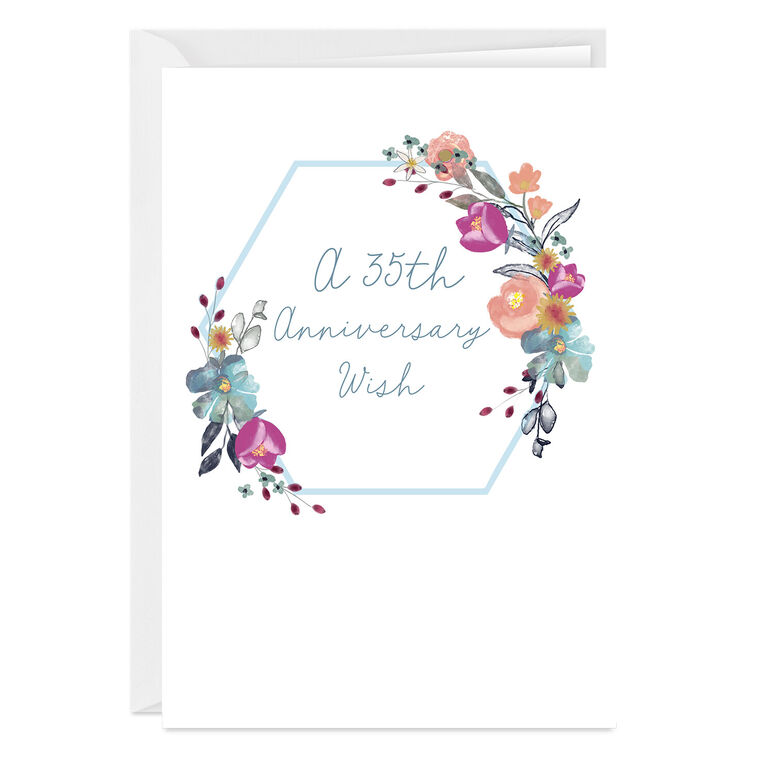 hallmark Modern Floral Wreath Custom Anniversary Card
