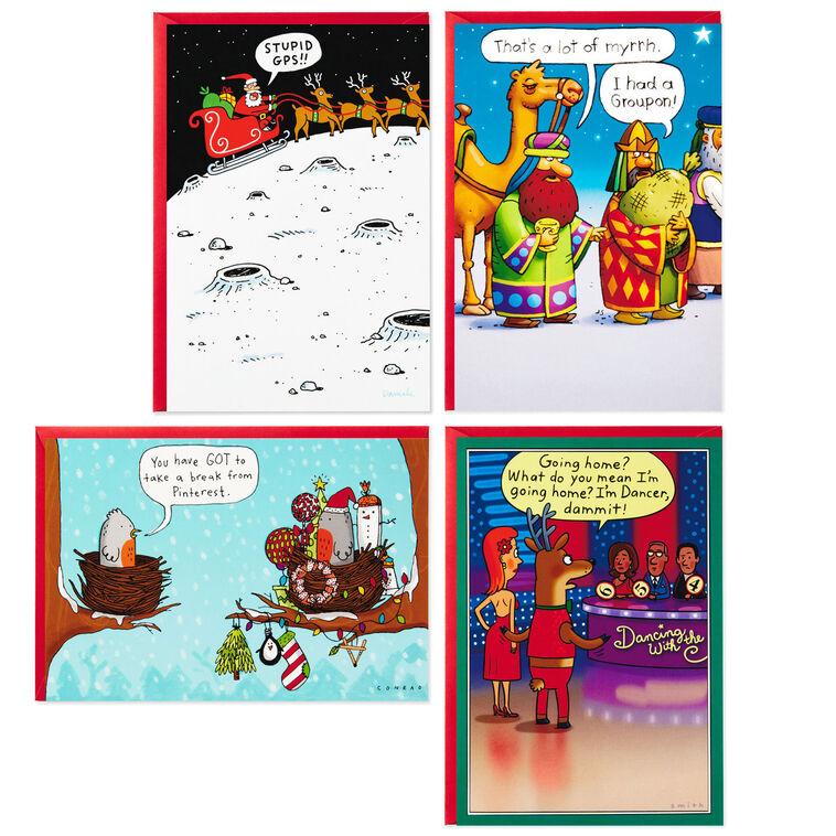 hallmark Modern Holidays Funny Assorted Boxed Christmas Cards Pack of 24
