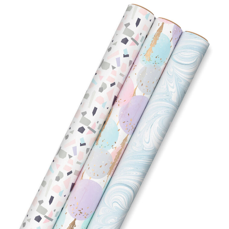hallmark Modern Muted 3-Pack Wrapping Paper 55 sq. ft. total