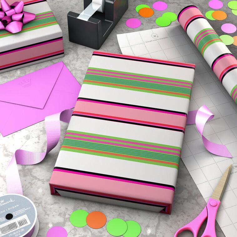 Hallmark Modern Stripes On White Wrapping Paper 20 Sq. Ft